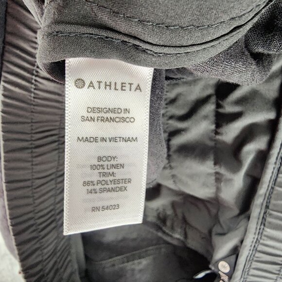 Athleta Shorts Women's 16 Gray Linen High Rise Drawstring Athletic Running - Picture 9 of 11
